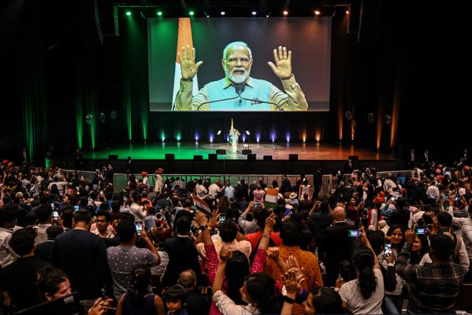 Le premier ministre indien, Narendra Modi, à La Seine musicale, à Boulogne-Billancourt (Hauts-de-Seine), le 13 juillet 2023.